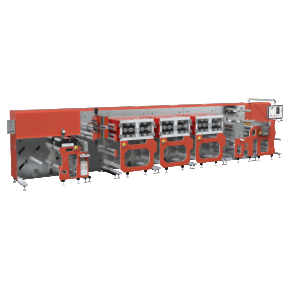 FOM moduloR2R, roll-to-roll coater, pilotlijn coating, R&D coating machine, slot-die printer, flexibele productie, inkjet printing R2R, lab coating systeem, dunne film productie, modulair coatingplatform, Industry 4.0 R2R, webhandling, Atex R2R coate